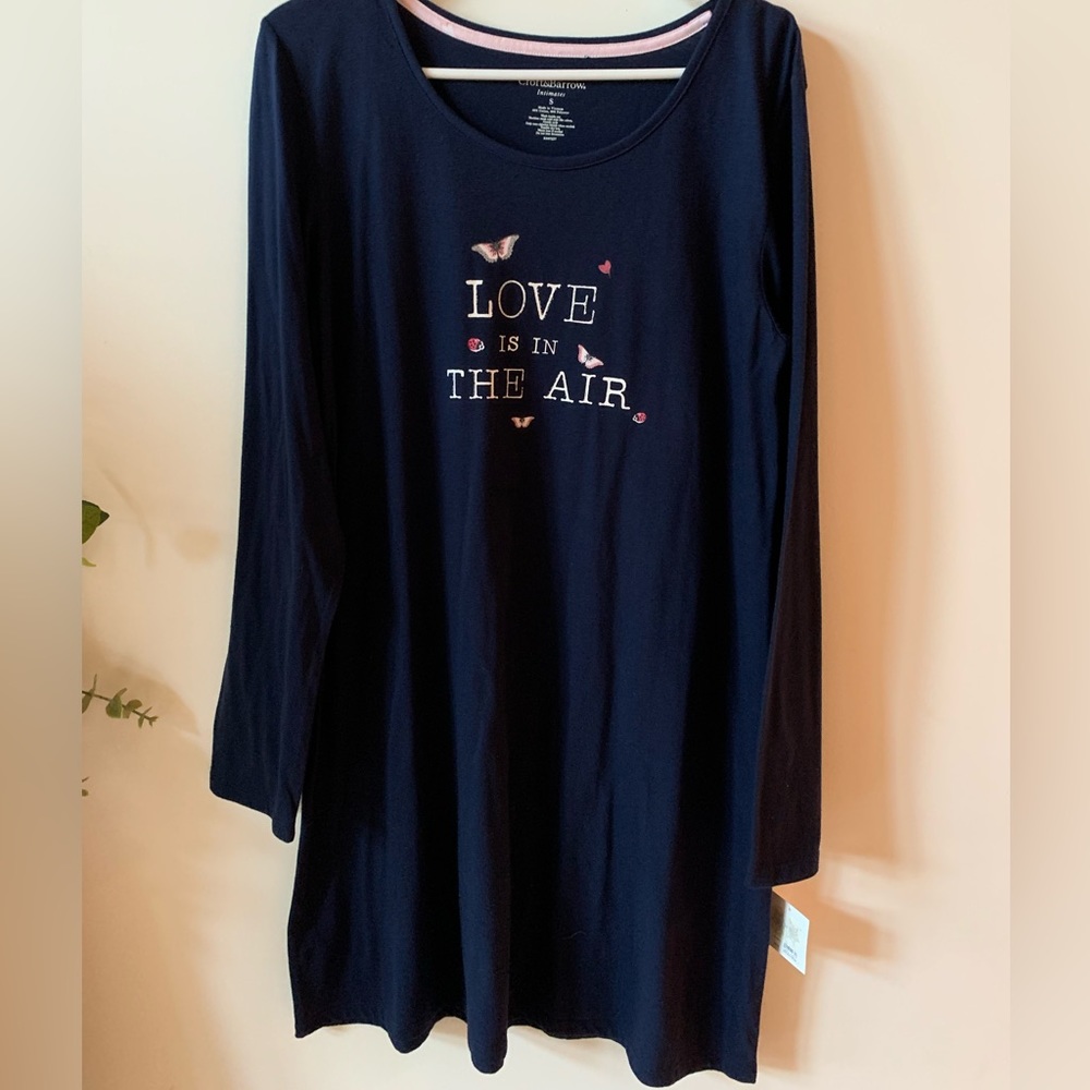 Women’s Croft & Barrow Long Sleeve Navy Blue Nightgown Pajamas Misses Small NWT
